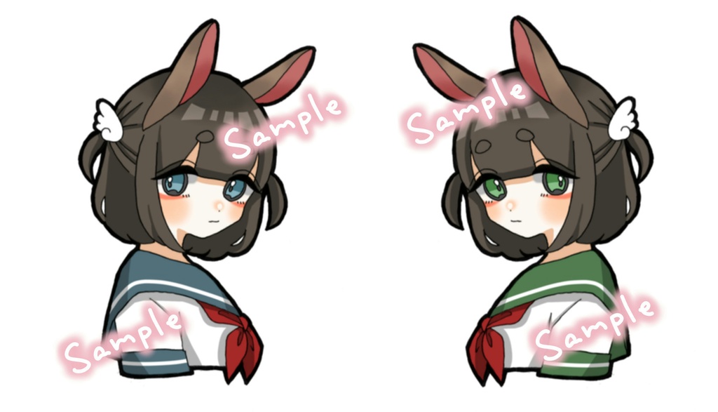 手描きステッカー　うさ耳セーラーちゃん