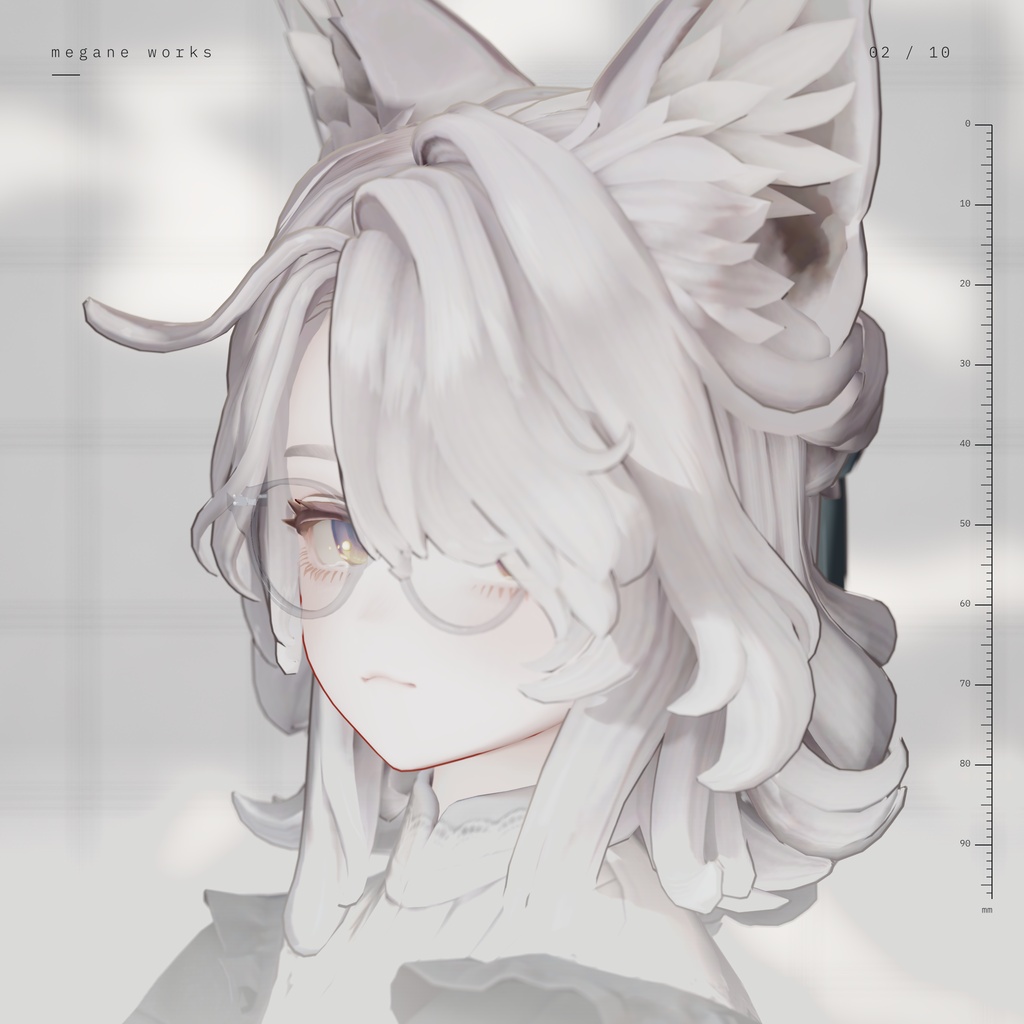 【VRChat対応】Crystal Panto 49 ‘Loupe’ | チークレンズ付き パント眼鏡(Marycia マリシア 専用)
