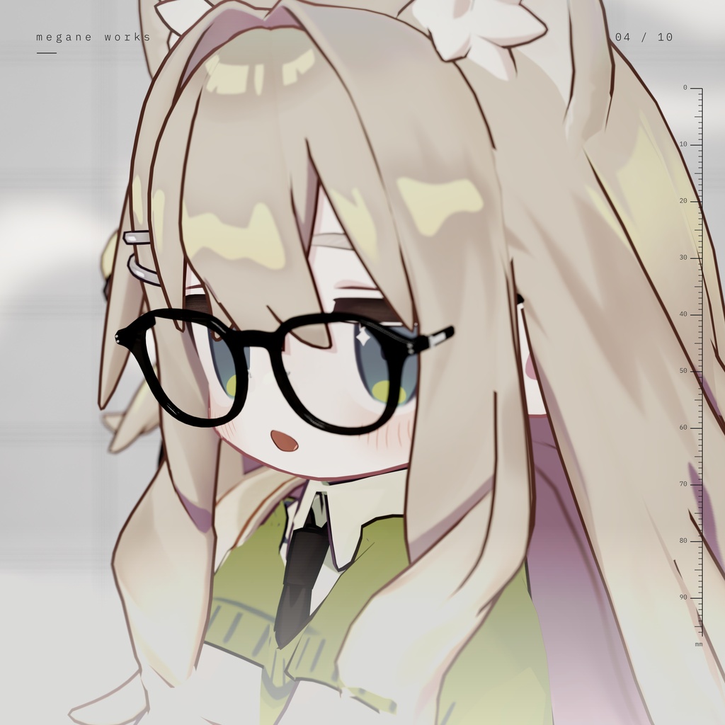 【VRChat対応】Wellington 48 ‘Sepia’ | チークレンズ ウェリントン眼鏡(Kipfel きぷふぇる 専用)