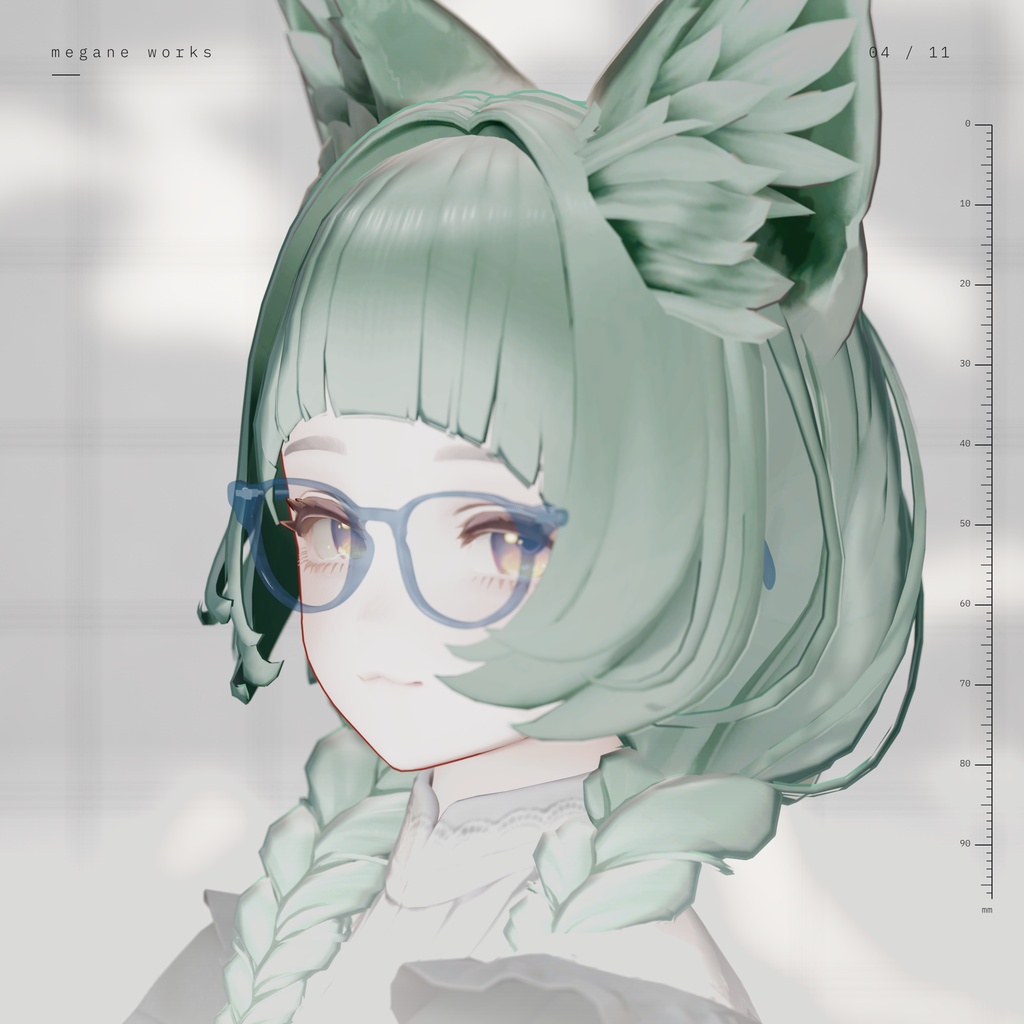 【VRChat対応】Clear Boston 50 ‘Lightbox’ | グラデーションレンズ版 ボストン眼鏡(Marycia マリシア 専用)