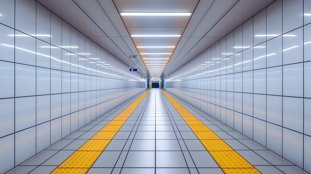 日本の地下鉄の通路・無限回廊【リミナルスペース・背景素材】