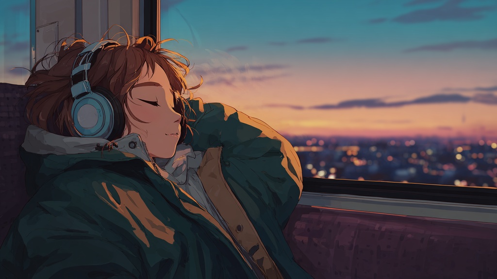 【商用利用可】ループ素材 エモい夕暮れの電車・Lo-fiアニメーション【VTuber/配信背景/MV】