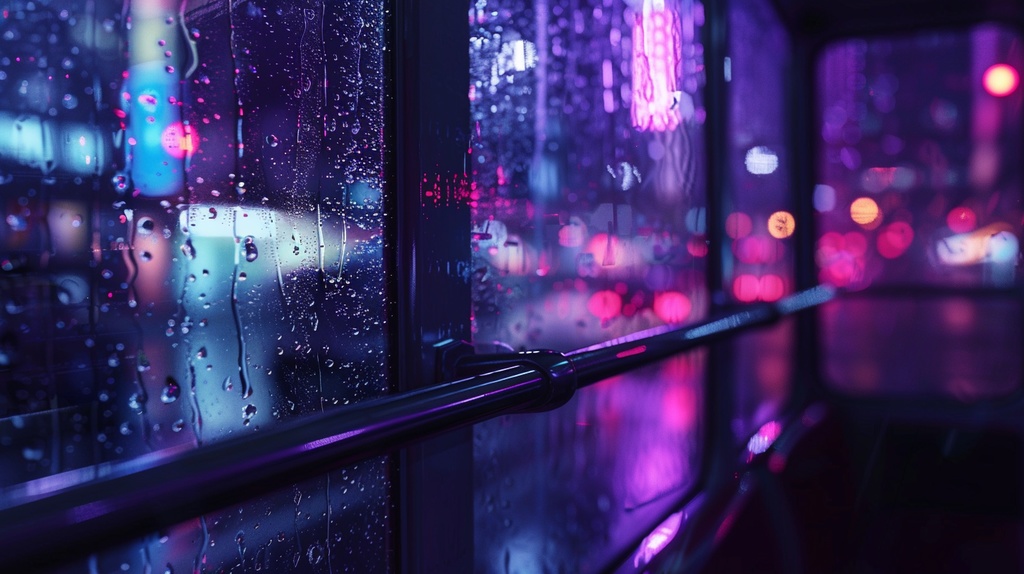 【商用利用OK】HDループ背景素材 憂鬱な夜の雨音とネオンの光|配信・動画制作向け