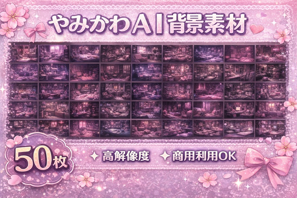 【高解像度50枚】やみかわAI背景素材集｜配信・VTuber・サムネ向け