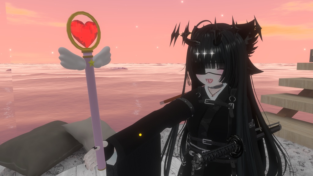 【MA対応】5色に光る魔法のステッキ(VRChatアバター想定)
