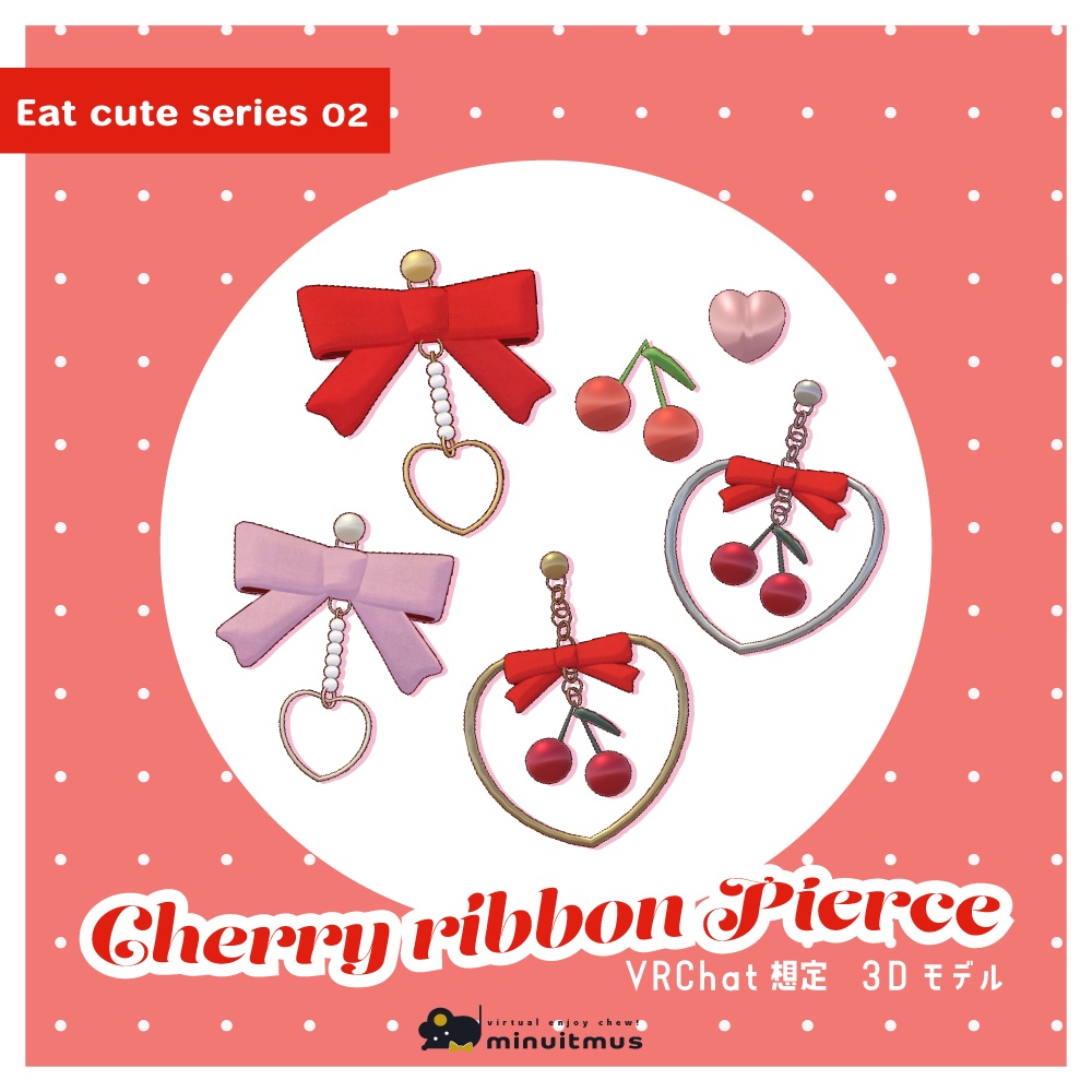 Cherry ribbon earring