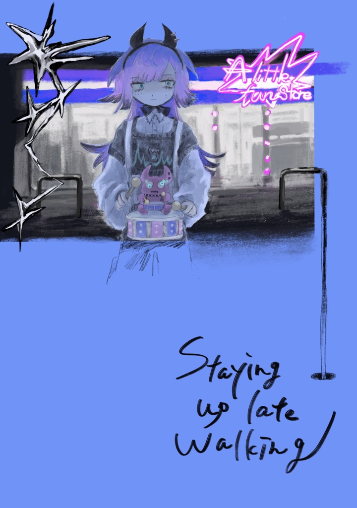 イラスト本  【Staying up late walking】
