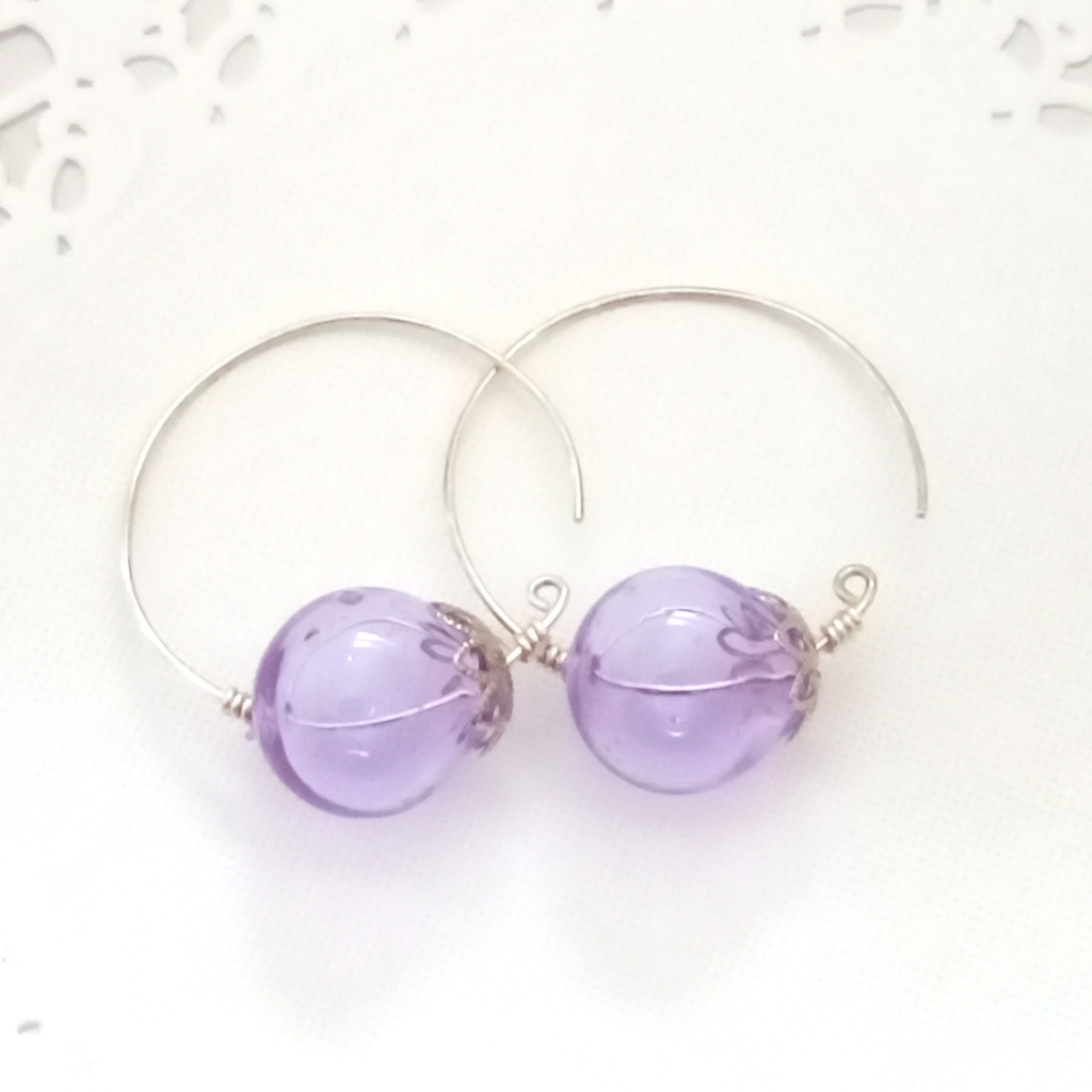 薩摩の奇公子　ニンカリ　ガラスのフープピアス　silver925(送料込み)