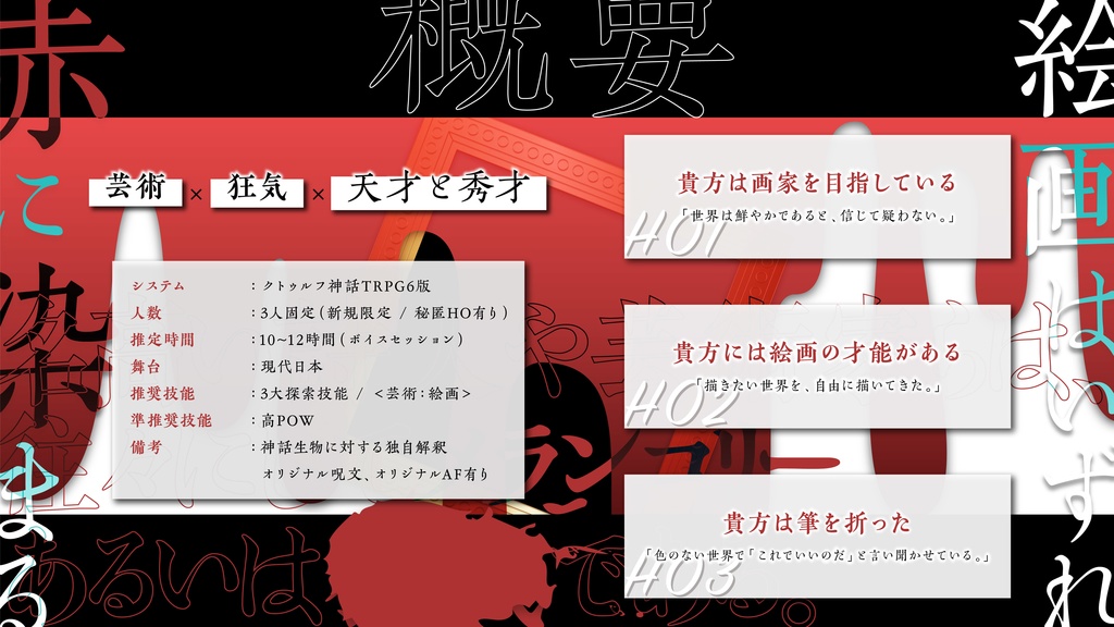 【クトゥルフ神話TRPG】絵画はいずれ赤に染まる【SPLL:E195234】