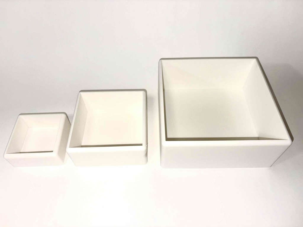 収納箱 STLデータ Lサイズ（150×150×70mm）3種セット｜通常版・蓋付き・仕切り付き【3Dプリンター用】