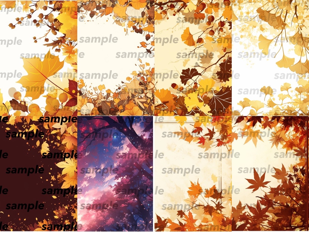 秋の葉っぱ・イラスト素材・フレーム