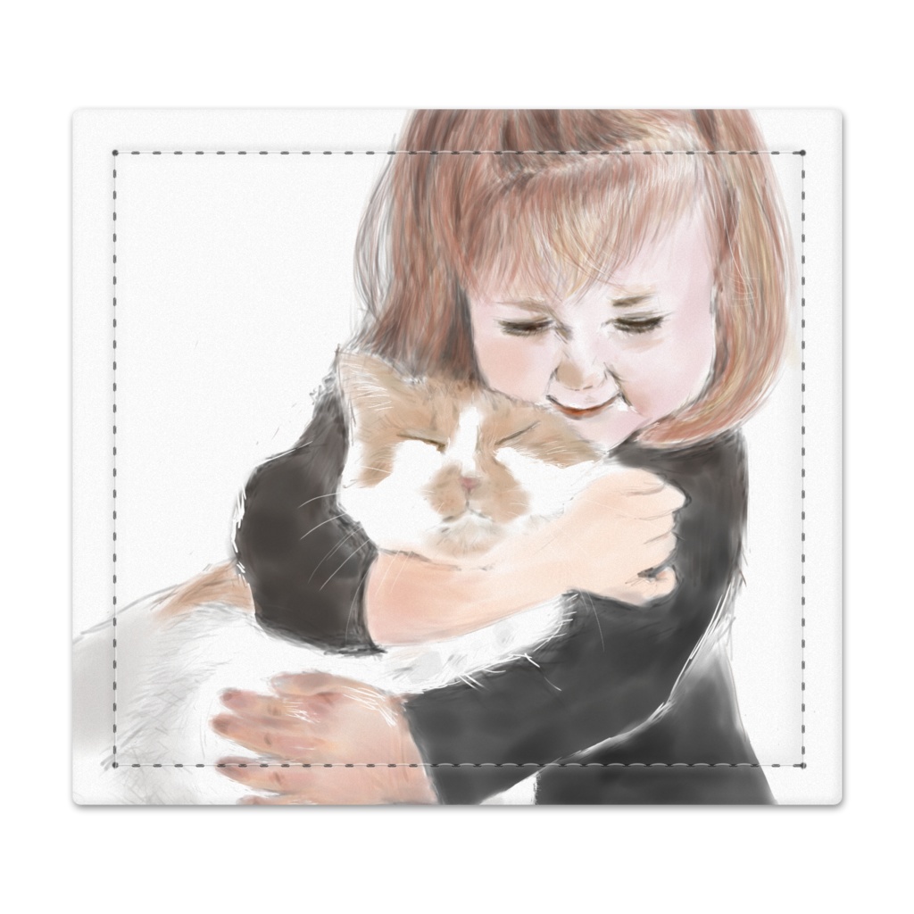 猫と少女の捺印マット