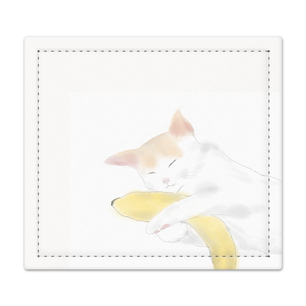 猫とバナナの捺印マット