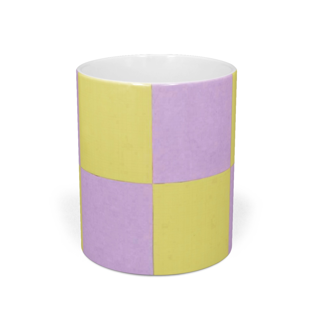 市松模様マグカップ黄桃