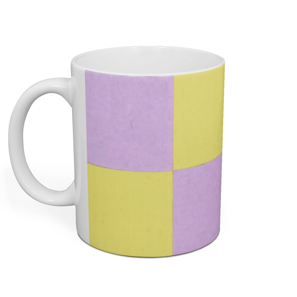 市松模様マグカップ黄桃