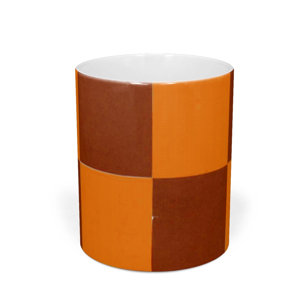 市松模様マグカップ黄茶