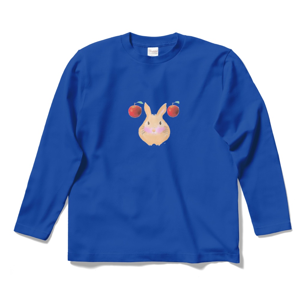 リンゴとウサギのロングスリーブTシャツ(ロイヤルブルー)