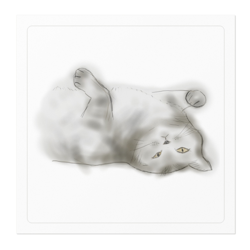 寝る猫のステッカー