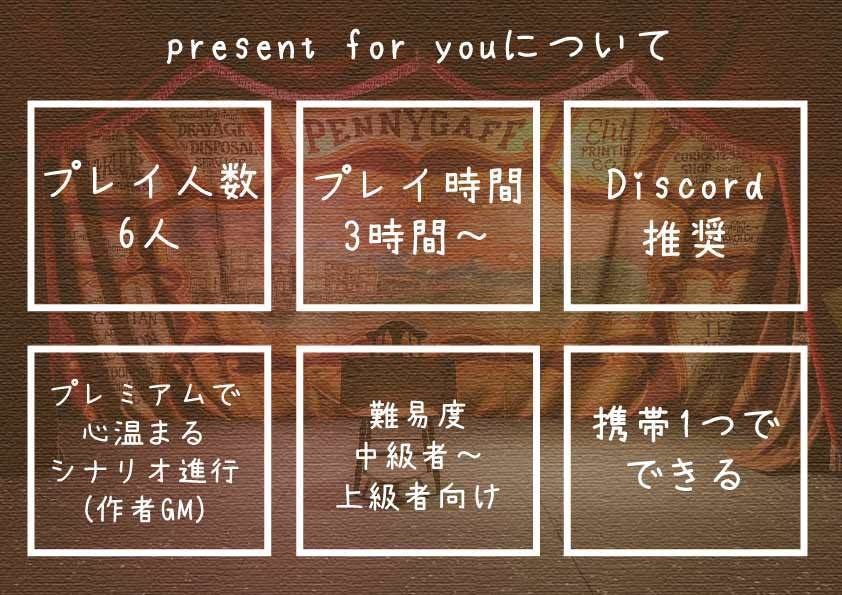 先着20組限定マダミス「present for you」