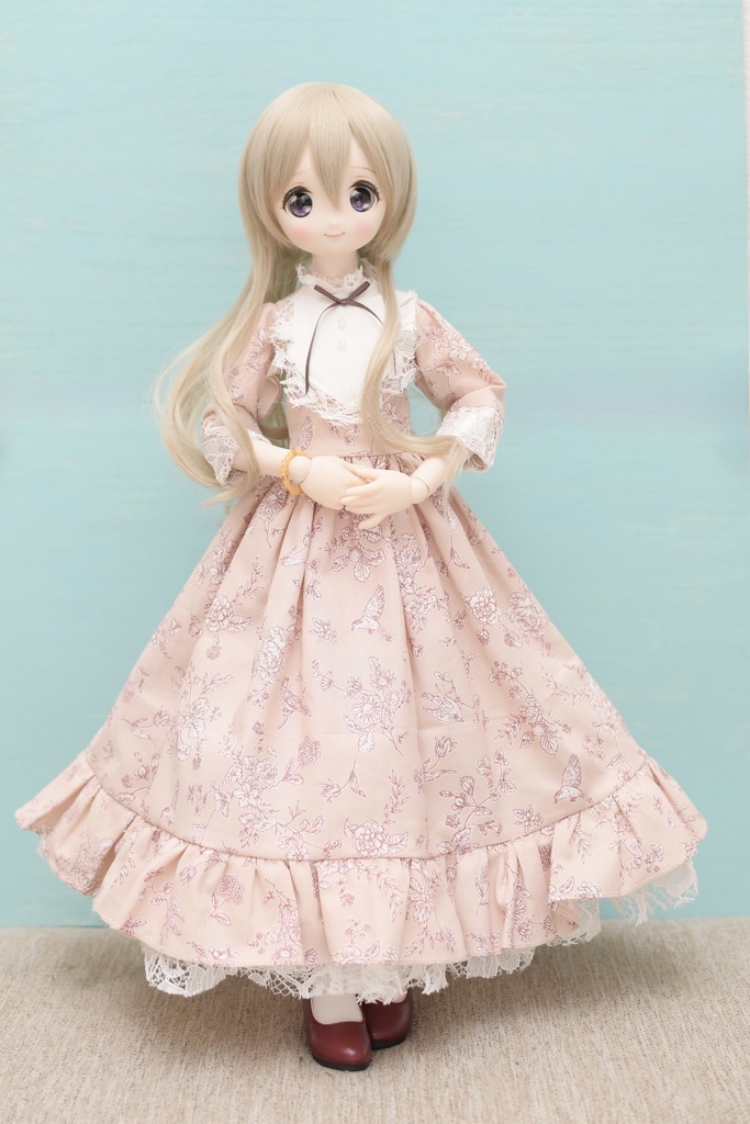 ロングワンピース(くすみピンク)