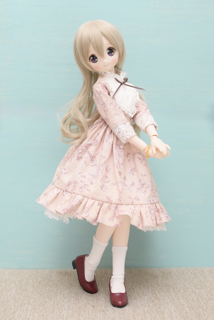 ミモレ丈ワンピース(くすみピンク)