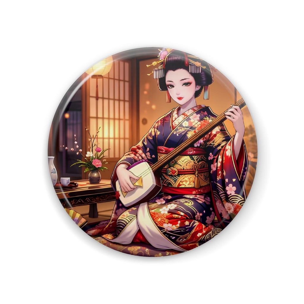 着物姿の芸者さんの缶バッジ