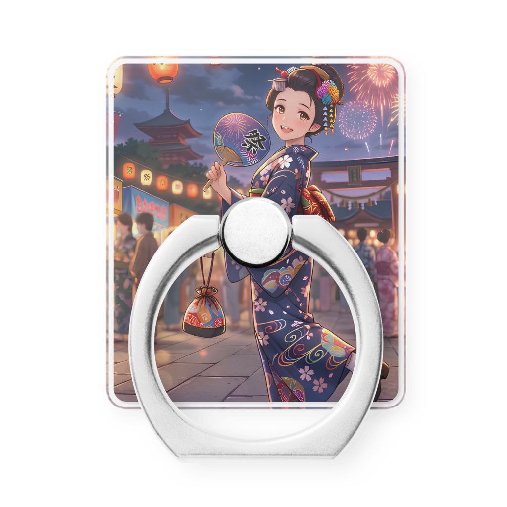 浴衣姿の女性のスマホリング