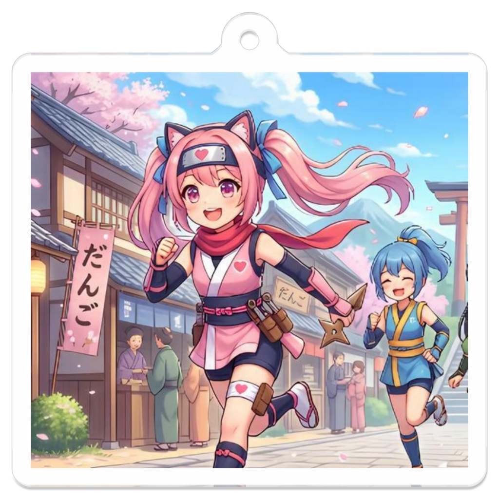 忍者がかわいいアクリルキーホルダー