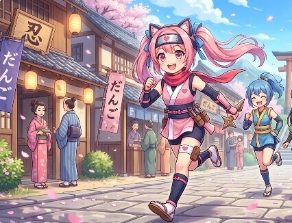 女忍者がかわいいアクリルお守り