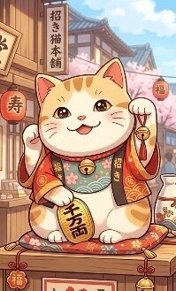 招き猫アニメのエコバッグ