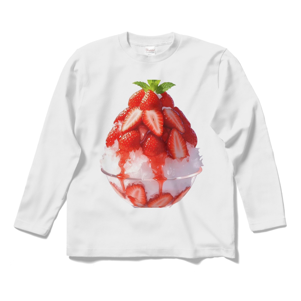 いちごのかき氷のロングスリーブTシャツ