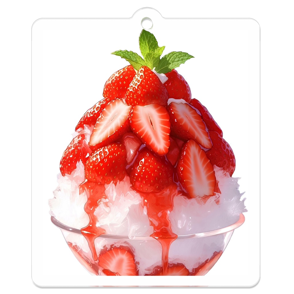いちごのかき氷のアクリルキーホルダー