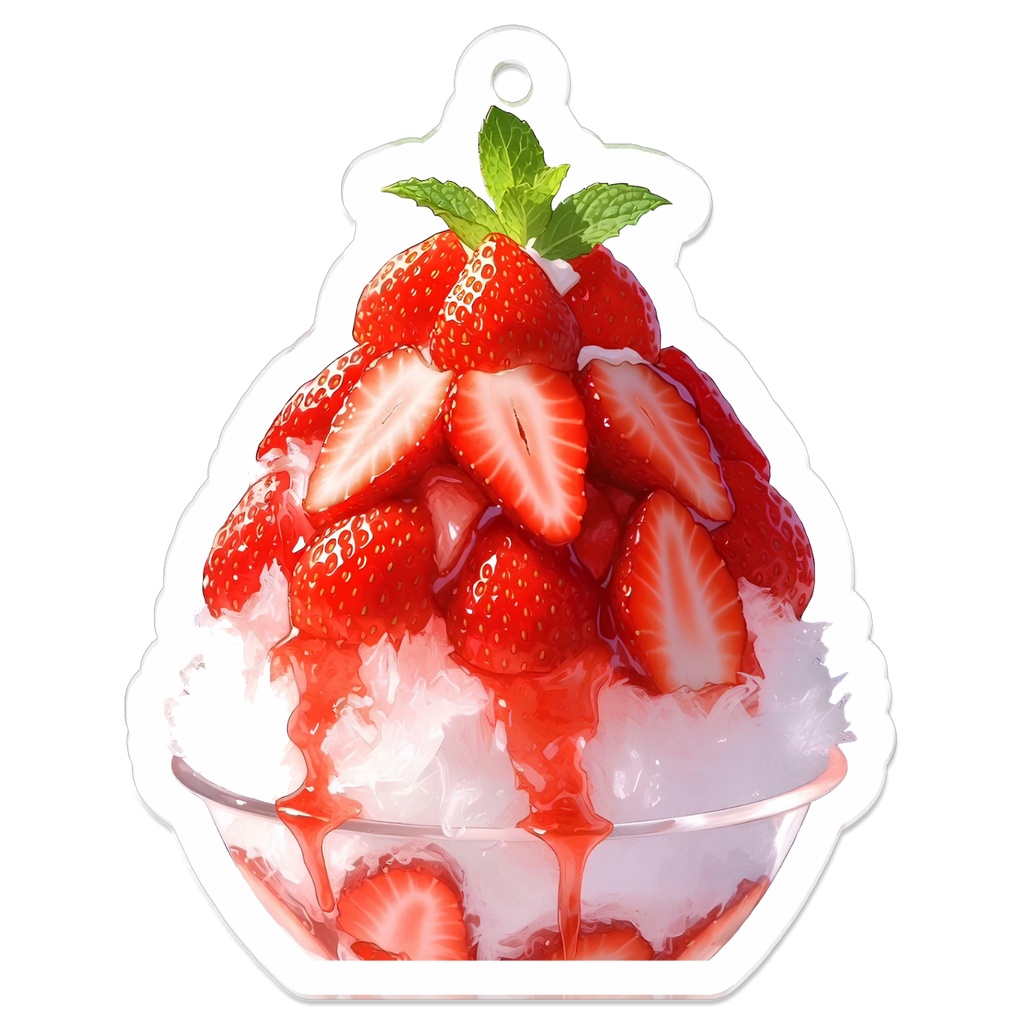 いちごのかき氷のアクリルキーホルダー