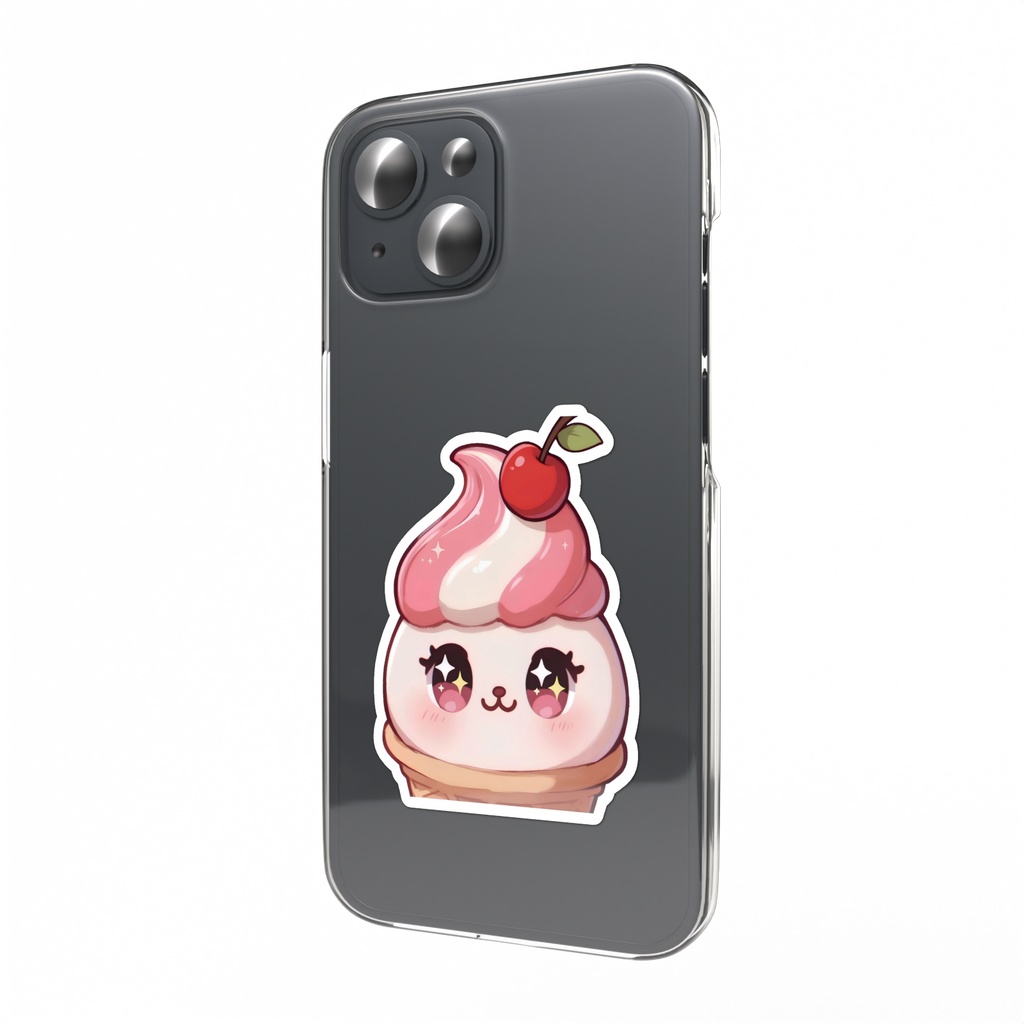 ソフトクリームのアニメ柄スマホステッカー
