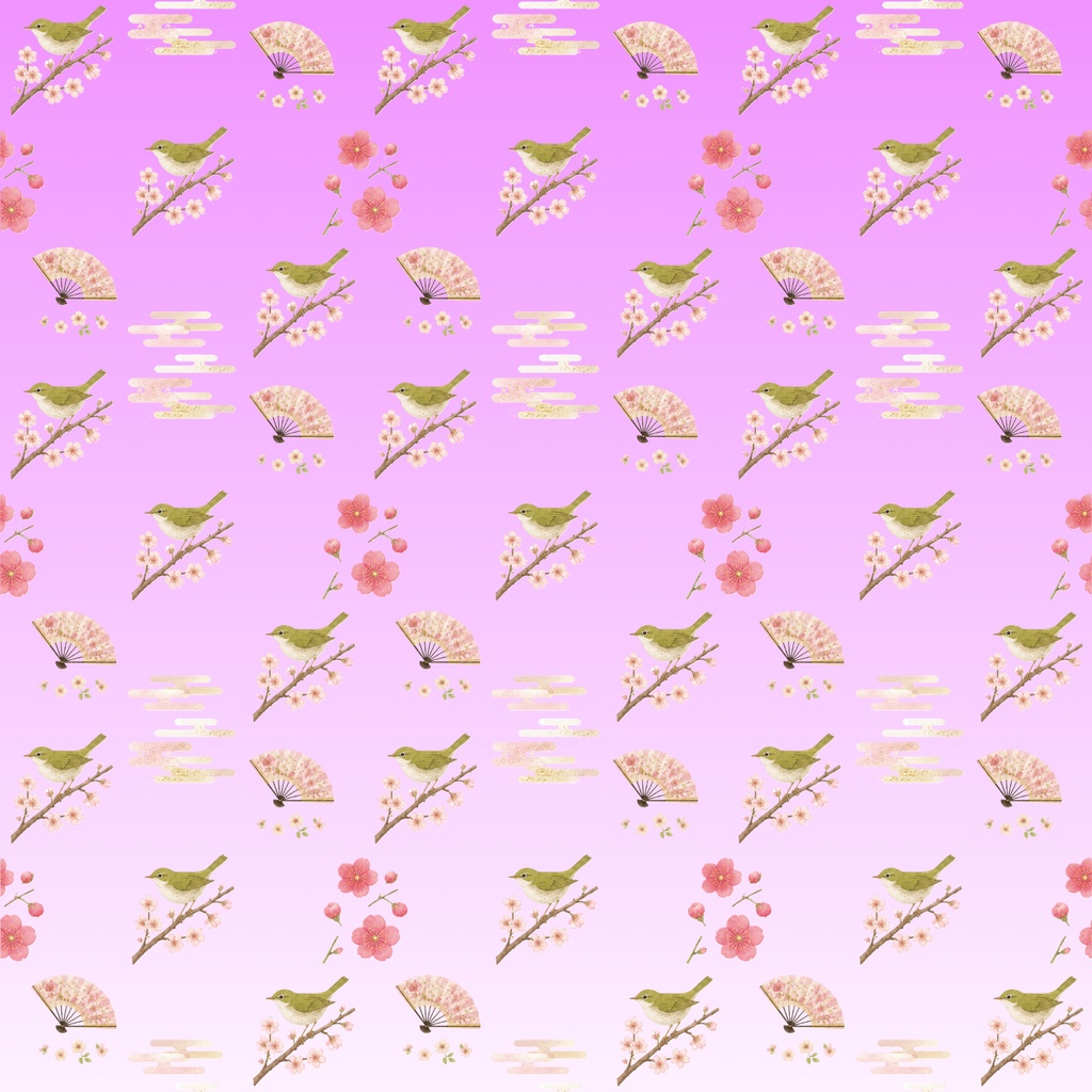 【春の和柄C】デジタルペーパー 9枚セット|PNG形式