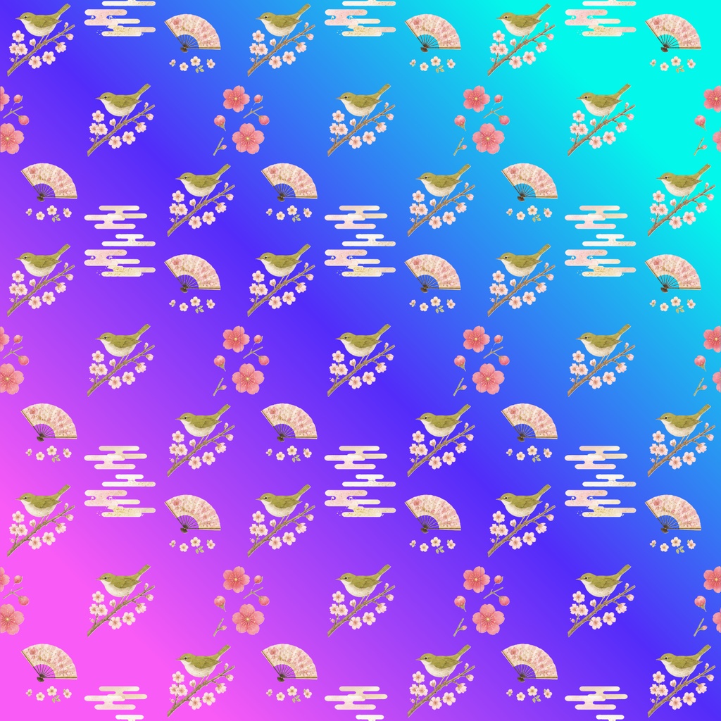 【春の和柄F】デジタルペーパー 9枚セット|PNG形式