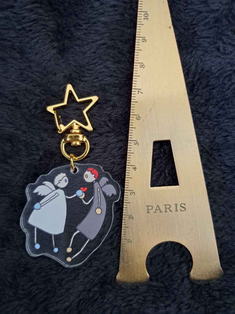 アジラフェルとクロウリーのアクリルキーホルダー(オーナメント風、ふたり)