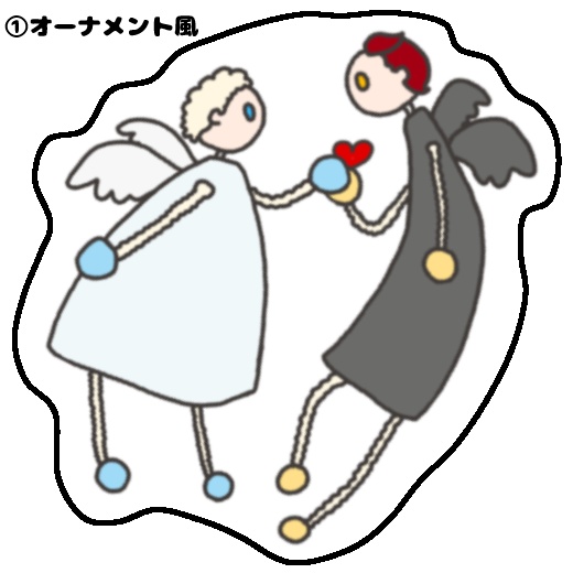アジラフェルとクロウリーのアクリルキーホルダー（オーナメント風、ふたり）