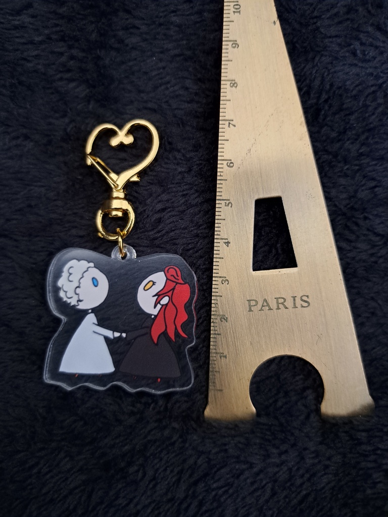 アジラフェルとクロウリーのアクリルキーホルダー(オーナメント風、ふたり)