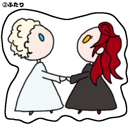 アジラフェルとクロウリーのアクリルキーホルダー(オーナメント風、ふたり)