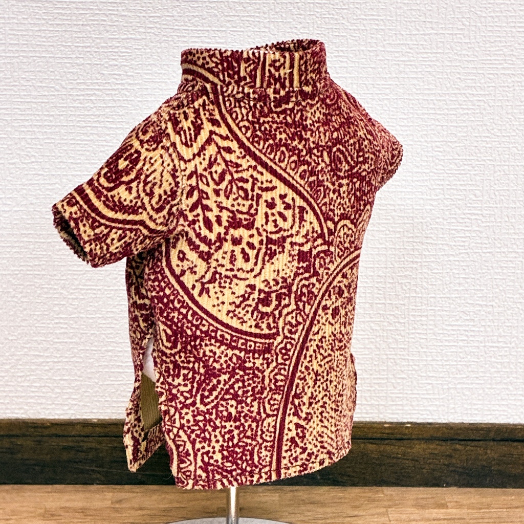 15cm〜 ぬいぐるみサイズ アオザイ風シャツ シャツコール ペーズリー柄赤