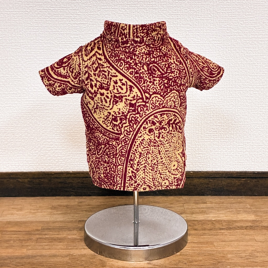 15cm〜 ぬいぐるみサイズ アオザイ風シャツ シャツコール ペーズリー柄赤