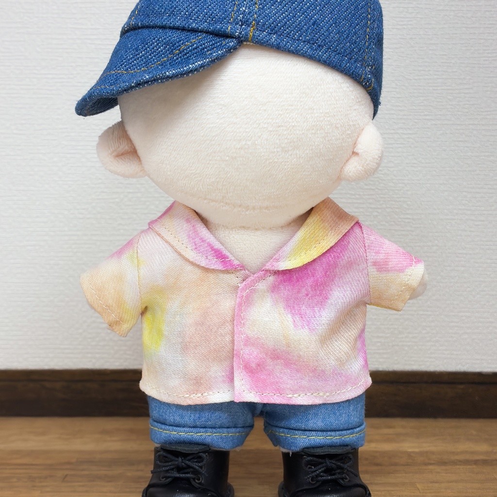 15cm〜ぬいぐるみサイズ さくらピンクのセーラーカラーシャツ