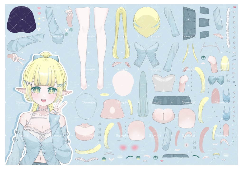 【1点限定 Live2D art psd】. 𐔌 . 𝐛𝐥𝐮𝐞 𝐞𝐥𝐟 ♡՞𓈒ׅ𐤟ᚆֺ𐤟𓈒՞ა : ഒ
