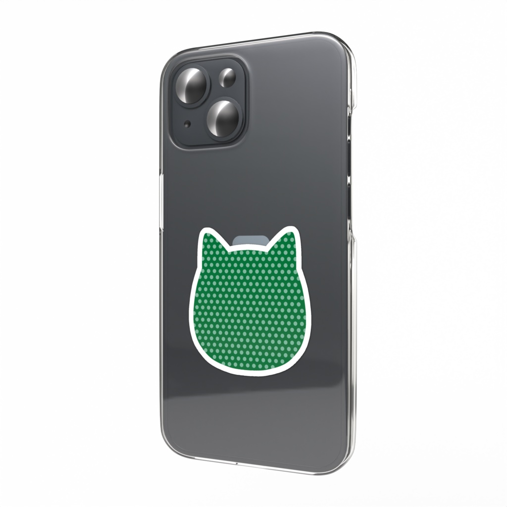 水玉顔シルエット猫ステッカー