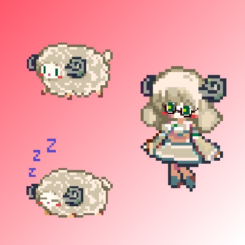 【オリジナルモデル】 木羊めめこ 【ドット絵風モデル&アクセサリー】