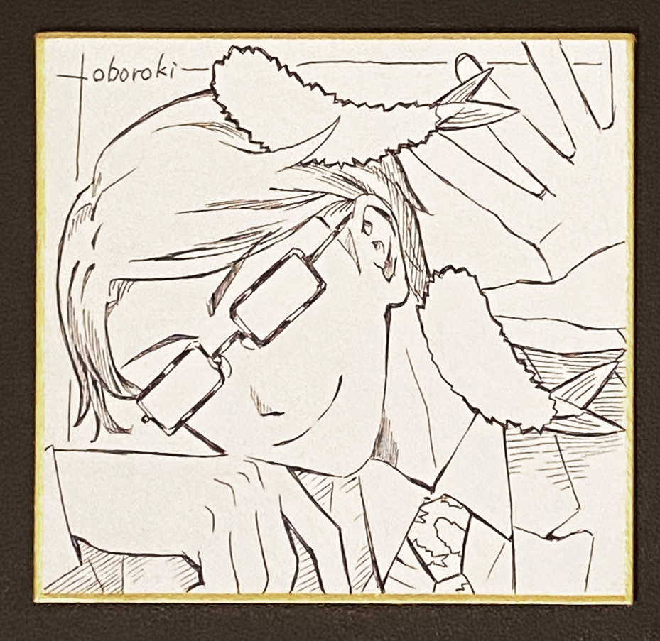 海老衣さん -ミニ色紙-　ペン画