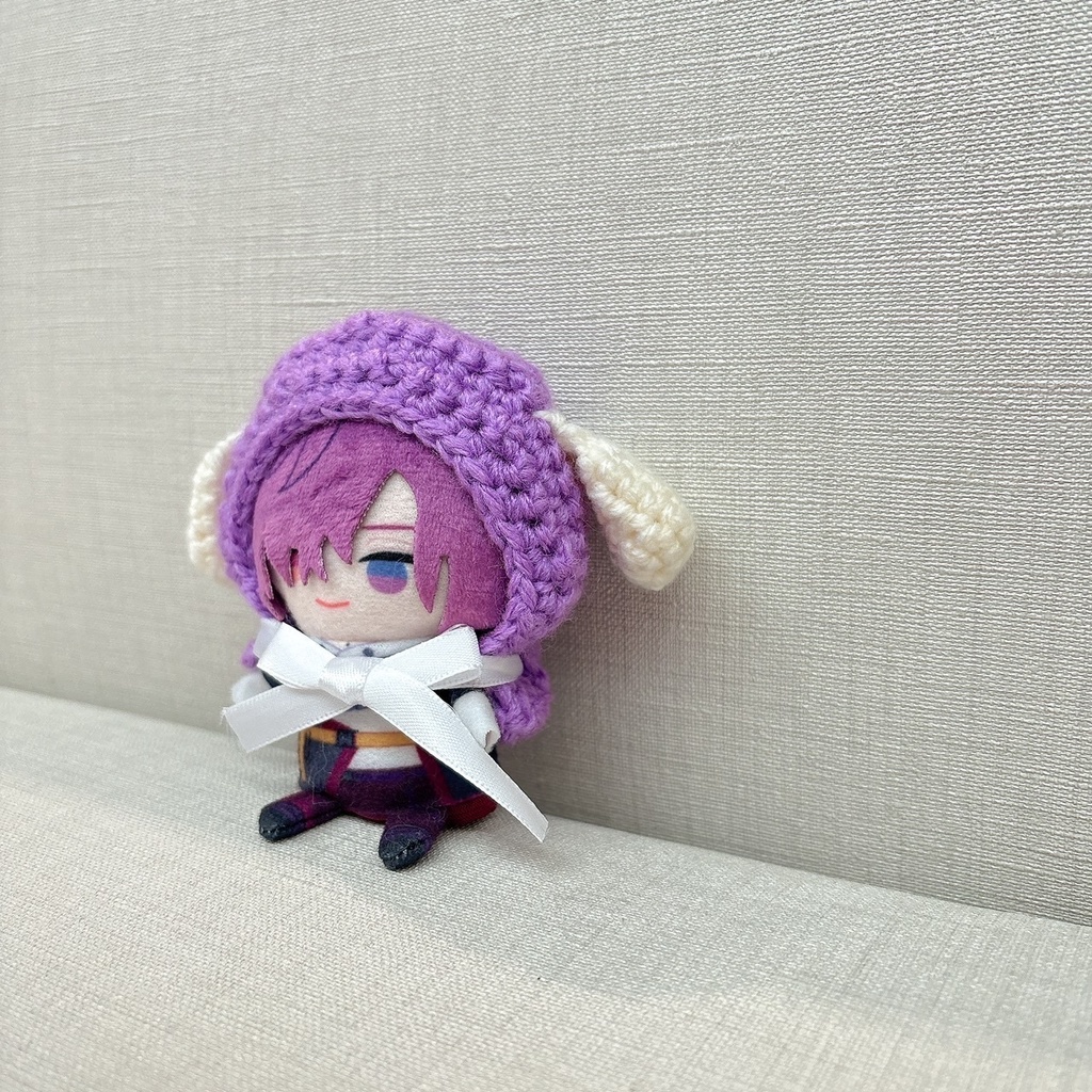 犬耳付きボンネット🐶🤍💜