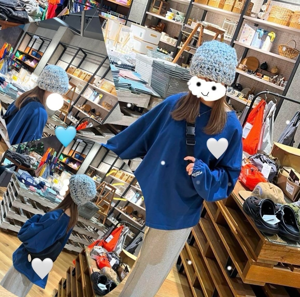 🤍白×水色🩵フワフワビーニー