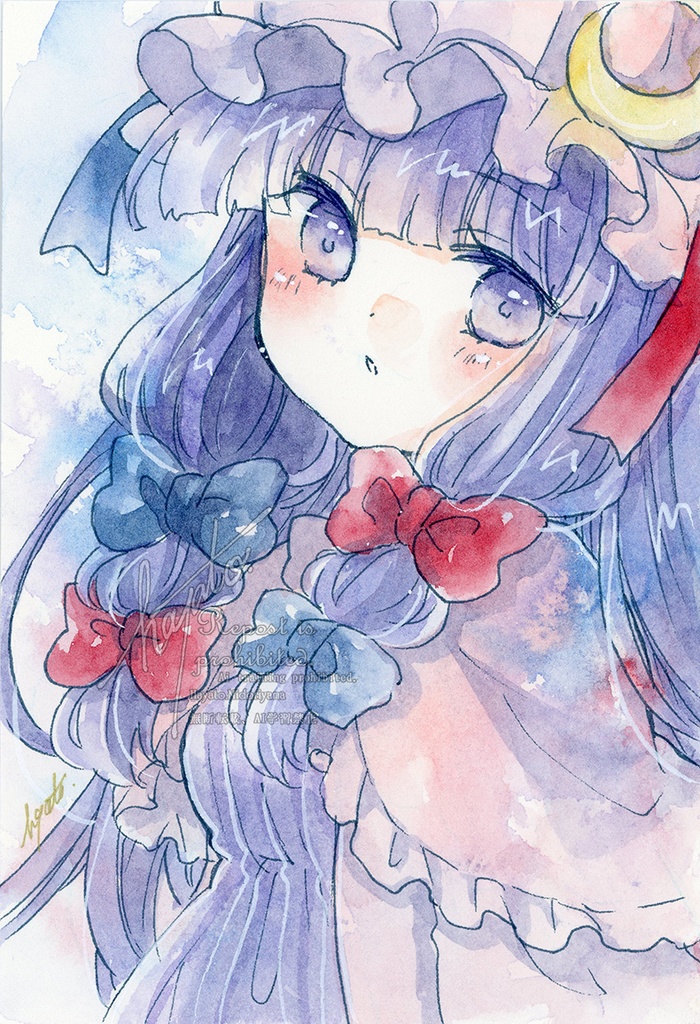 はがきサイズ原画　パチュリー・ノーレッジ